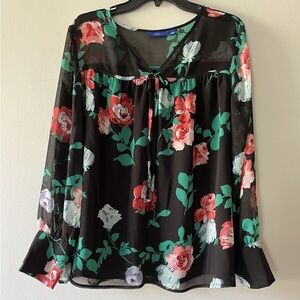 Apt 9 Blouse - black floral | size medium